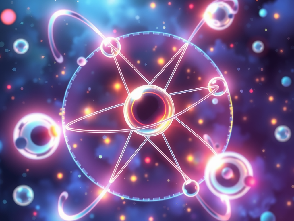 Protones y neutrones en el nucleo y electrones girando alrededor del átomo 