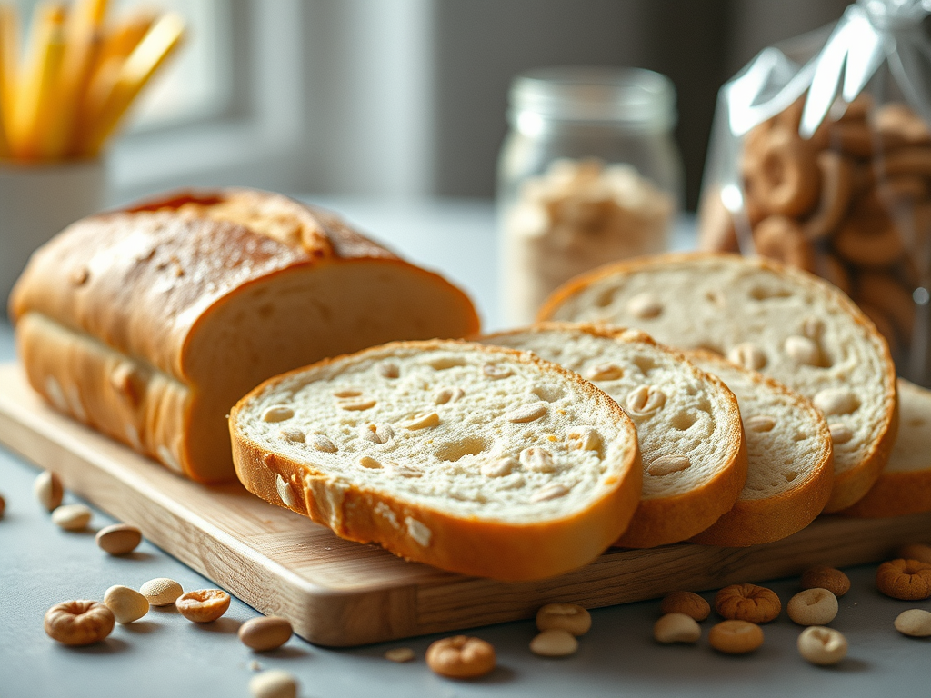 Hogaza de pan blanco cortada en rebanadas sobre una tabla, un claro ejemplo de los carbohidratos refinados que se deben evitar.